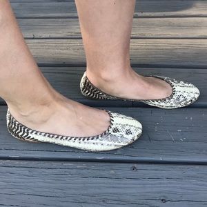Snakeskin flats